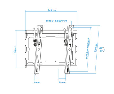 SOPORTE PARED-TV 23"-43" INCLINABLE LP1044T-B TOOQ