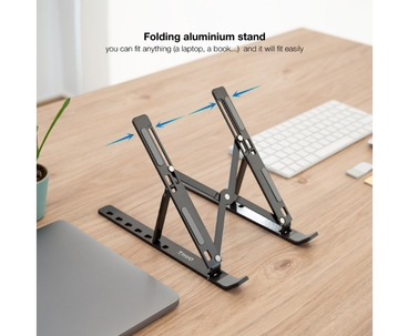 SOPORTE ELEVADOR PARA PORTATILES/TABLETS/LIBROS GRIS OSCURO TOOQ