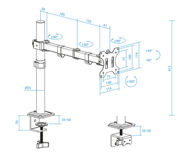 SOPORTE MESA 1 PANTALLA GIRATORIO E INCLINABLE 17"-32" TOOQ