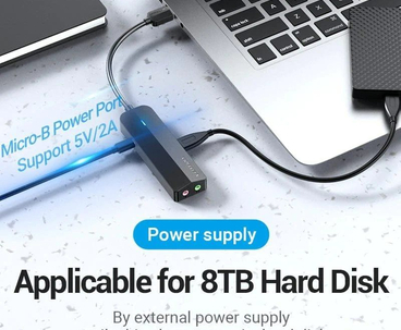 HUB 4 PUERTOS USB 3.0 3xUSB 1xMICRO USB PD GRIS VENTION