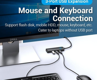 HUB 4 PUERTOS USB 3.0 3xUSB 1xMICRO USB PD GRIS VENTION