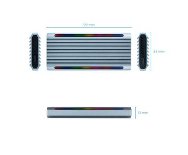 CAJA EXTERNA SSD NGFF/NVMe SHINOBI USB3.1 GEN2 USB-A RGB GRIS TOOQ