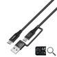 CABLE TRENZADO USB-C + A/ USB-C 3.2 Gen2 + CARGA RAPIDA 60W 1.8 M NEGRO COOLBOX